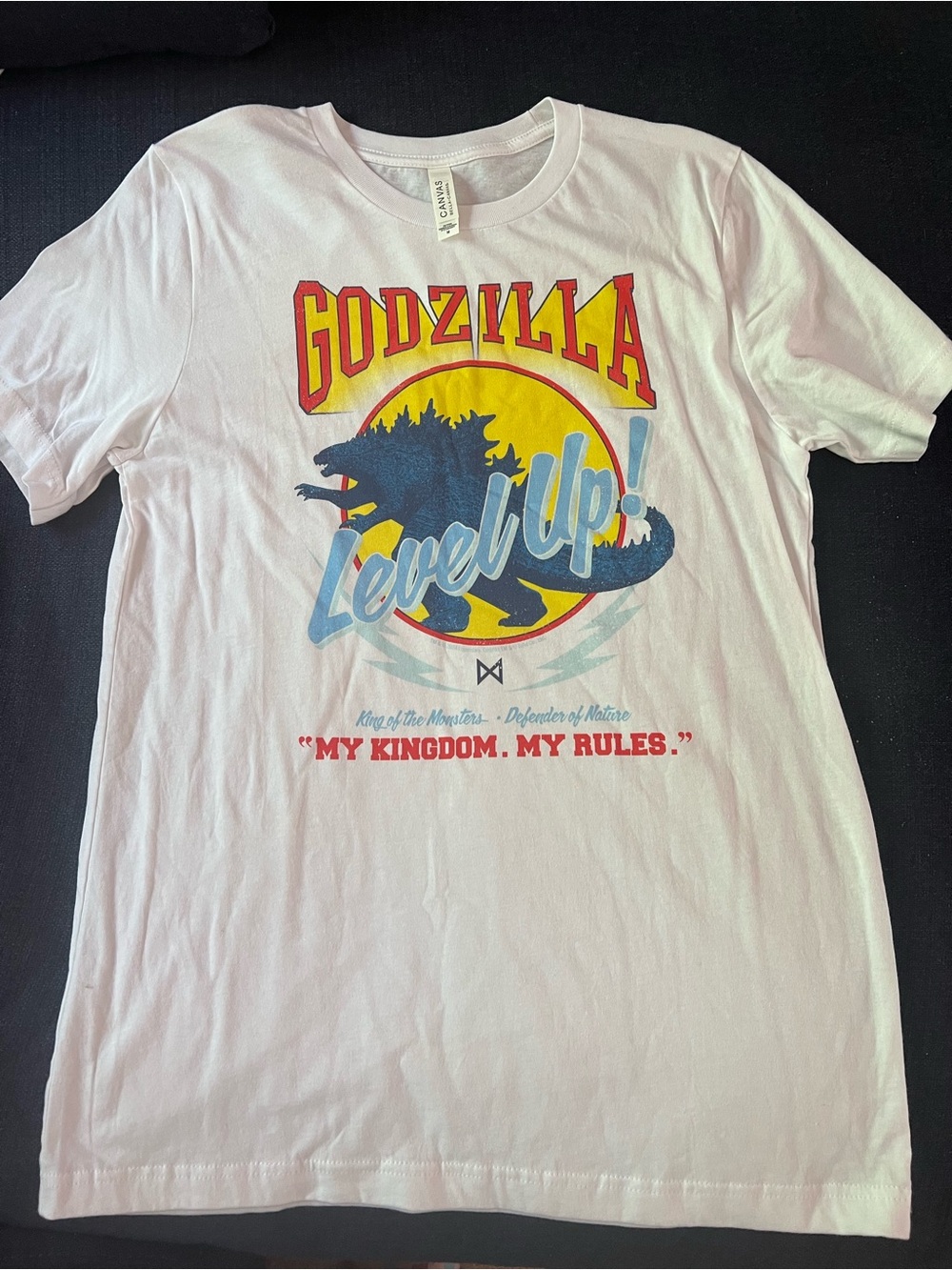 Bella Canvas White Godzilla 'Level Up!' Graphic Tee